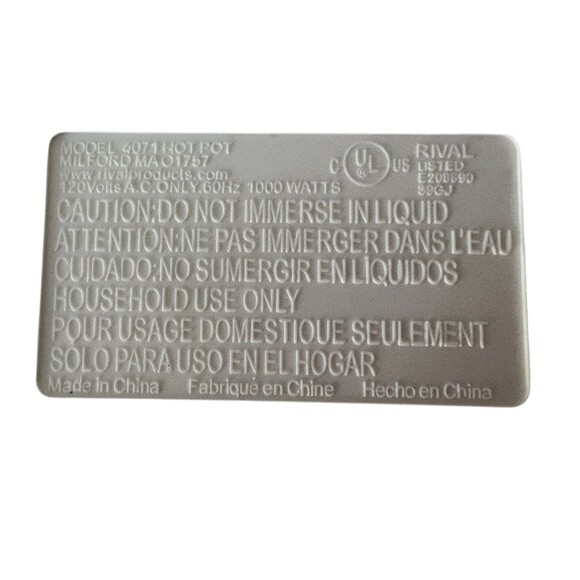 RIVAL Hot Pot Express 4071 Flip Top Adjustable Heat Setting White 32 Oz Tested - Picture 9 of 10